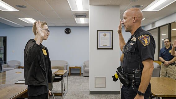 wish kid Johnny getting sworn in