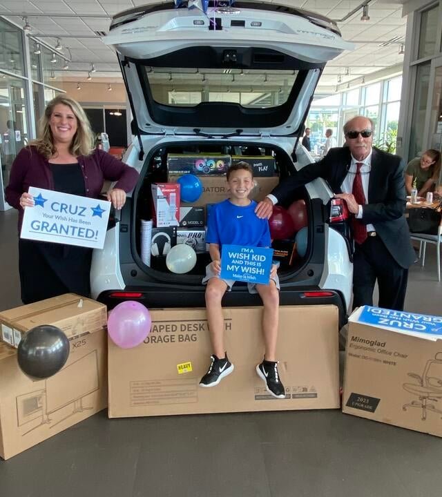 Hadwin-White Subaru with wish kid Cruz