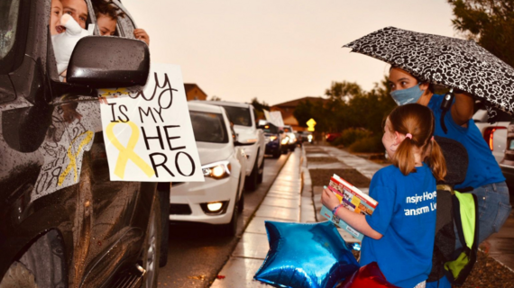 Mikey hugging Archie 