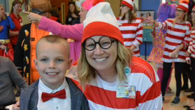 Volunteer Annie and Wish kid Peyton