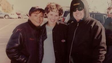 Rachael with G105 radio personalities at her wish