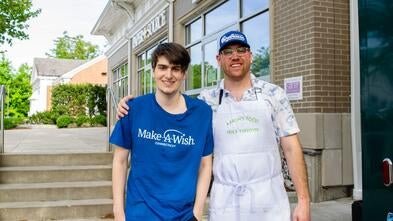 Wish Kid Aaron and Chef Dan Kardos