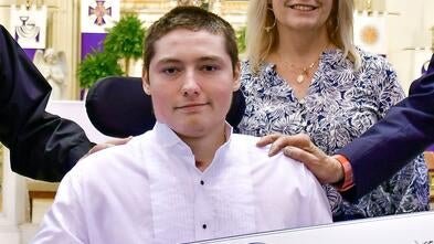 Ian with his donation