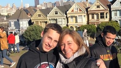 Wish kid Zach with his mom in San Francisco