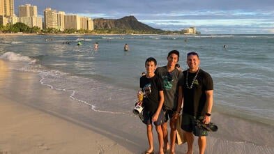 Jacob with dad and brother in Hawaii
