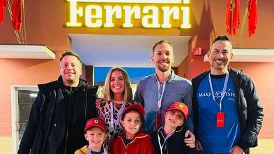 Wish kid Reid in front of the Ferrari Building