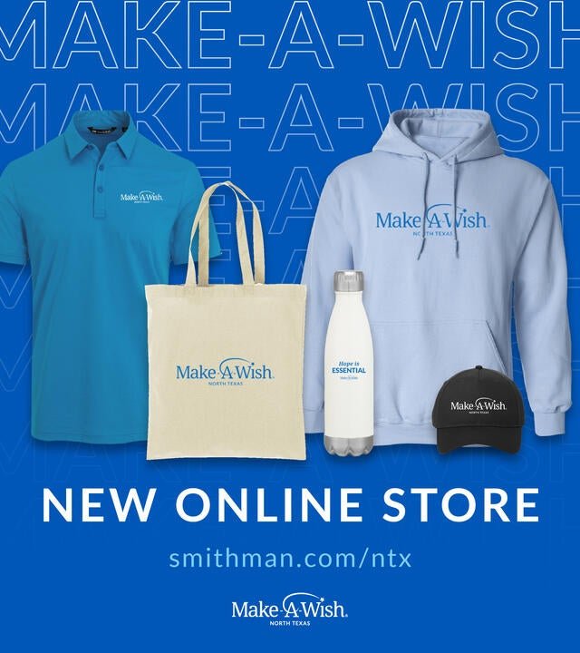 photo of example items available in the new Make-A-Wish North Texas online store